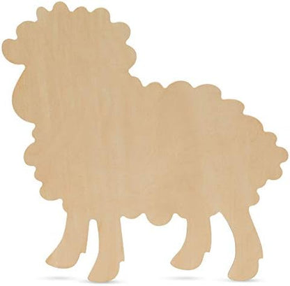 Wood Lamb Cutouts 12 x 11-1/2 inch, Pack of 6 Unfinished Lamb Cutouts to Paint for Easter Crafts, and DIY Easter Decorations, by Woodpeckers by Woodpeckers