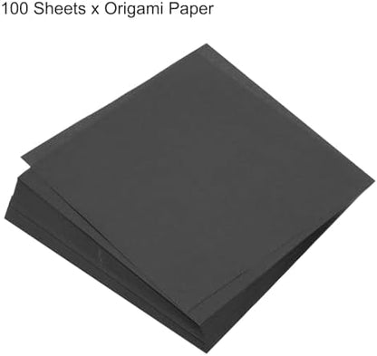MECCANIXITY 100 Sheets Origami Paper Double Sided 8x8 Inch(20x20cm) Square Sheet for Art Craft Project, Beginners, Gifts Decor, Black - Image 3