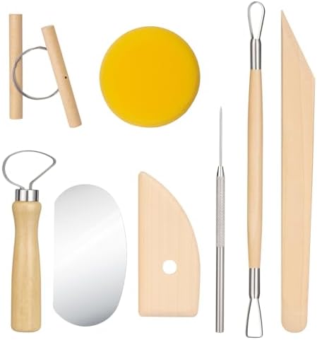 Amrules 8 Pcs Polymer Clay Sculpting Tools Kit for Adults, Light Yellow by Amrules