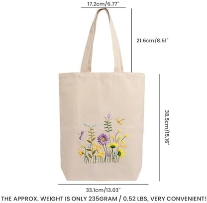CREAWONDER Canvas Tote Bag Embroidery Kit with Pattern for Beginners, Arts and DIY Embroidery Crafts Kits for Adults, Include Instructions, Embroidery Hoops, Color Threads and Tool - Image 6