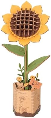 Hands Craft 3D Wooden Puzzle Craft Set – Botanical Garden Collection, DIY Building Kit with 3D Flower Puzzles - Sunflower, Lilac, Rose, Camellia. Decorative Wooden Floral Art for Home Decor - Image 4