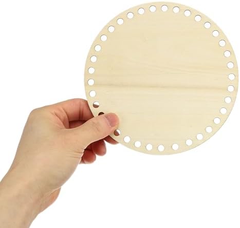 PATIKIL 6" Diameter Crochet Basket Bottom Wood Color 4Pcs - Image 3