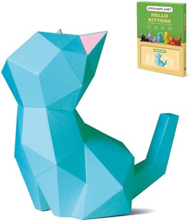 3D Origami Paper Craft Kit, Moonlit Kitten Cute DIY Pre-Cut Animal Papercraft Model for Beginners, Fun Handmade Home Decoration Gift for Adults & Teens-Green by Unknown