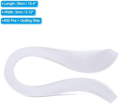 PATIKIL 600pcs Quilling Strips Paper 1/8"(3mm) 39cm Origami Paper Quilling Strip for Art DIY Hand Craft Christmas, White - Image 2