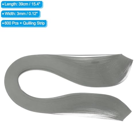 PATIKIL 600pcs Quilling Strips Paper 1/8"(3mm) 39cm Origami Paper Quilling Strip for Art DIY Craft Christmas, Grey - Image 2