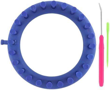 Round Knitting Looms Set, Plastic Loom Knitting Set with Crochet and Plastic Needle, Scarf Hats Making Tools, DIY Crocheting Handmade Craft Kit for Beginners and Knittings Lover (Blue, 5.5inch) by Unknown