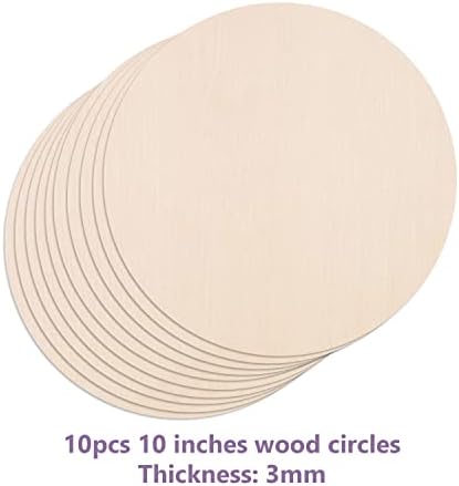 10Pcs 10Inch Cutouts Blank Round Wood Slice Wood Circles for Crafts, Unfinished Wooden Slices Blank Round Wooden Circles, Wood Circles for Painting, DIY Door Hanger, Home, Holiday Decor 3 mm Thick - Image 3