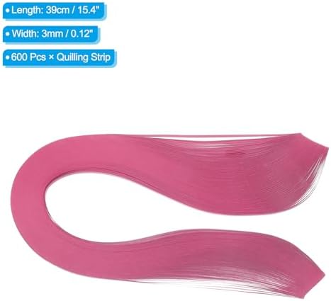 PATIKIL 600pcs Quilling Strips Paper 1/8"(3mm) 39cm Origami Paper Quilling Strip for Art DIY Hand Craft Christmas, Rose Red - Image 2