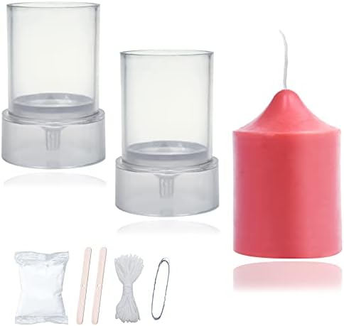 MILIVIXAY 2PCS Pillar Candle Mold -Height: 3.0inch,Diameter:2.0inch-30ft Long Wicks, 2pcs Wick Holders, a Mold Sealer and a Lead Wire Included as a Gift. by MILIVIXAY