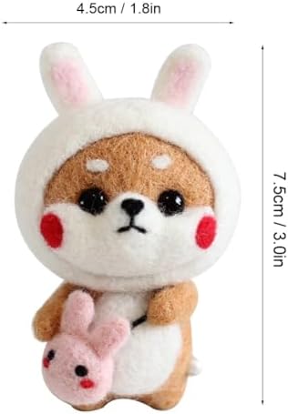 MOPFOL Needle Felting Kit 4 Styles - DIY Wool Craft with Foam Pad, Felting Needles & Accessories for Animal Doll Making(Bunny Shiba Inu) - Image 7