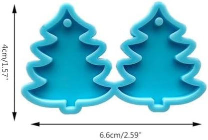 1Pc Blue Christmas Pine Tree Earrings Epoxy Resin Silicone Mold Epoxy Resin Casting Molds for Jewelry Making Jewelry Casting Supplies - Image 2