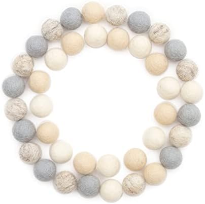 Glaciart One Felt Wool Balls, Felt Pom Poms (40 Pieces) 1.5 Centimeters - 0.6 Inch, Handmade Felted Neutral Colors - Bulk Small Puff for Felting and Garland by GlaciartOne