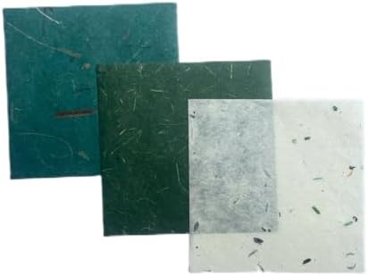 Natural Fiber Mulberry Paper Sheets 6 x 6 Inches, 50 PCS Handmade Craft Paper for Origami, Scrapbooking, Card Making, DIY Decoration, Mixed Media Art (Mixed Green Rice Straw etc.,,, 6 x 6) - Image 5