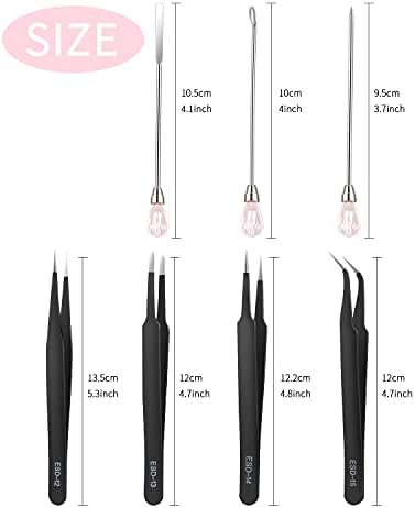 11 Pcs Resin Spoon Tools Kit-Metal Stir Sticks Resin Spoons Poke Needle with Anti-Static Stainless Steel Precision Tweezers Set for Resin Crafts,Jewelry Making,DIY Epoxy Silicone Resin Molds(Pink) - Image 2