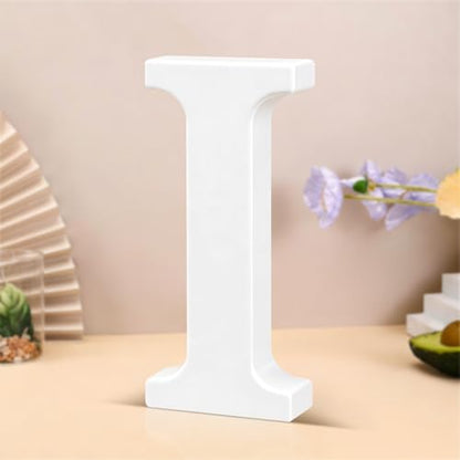 6 Inch White Wood Letters Unfinished Wooden Letters for Wall Decor Decorative Standing Letters Slices Sign Board Decoration for Craft Home Party Projects (I) by Unknown