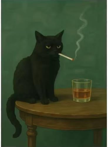 Cat Paint by Numbers Animals DIY Black Cat Painting On Canvas 16 x 20 inch by Unknown