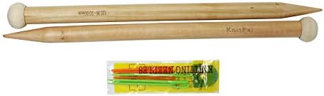 KnitPal 16-inch (40cm) Wooden Knitting Needles - 1 Pair US Size 36 (20mm) by KnitPal