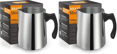 BBAXI Candle Making Pouring Pot, 1500 ML/50 OZ Candle Pouring Pitcher, 304 Stainless Steel Candle Making Pitcher with Heat-Resistant Handle and Dripless Pouring Spout Design (Pack of 2) by BBAXI