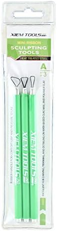Xiem Tools USA Mini Ribbon Sculpting Set, Heat Treated Steel, Set A includes 3 tools with Green handles (MRS3A-10289) by Xiem+Tools