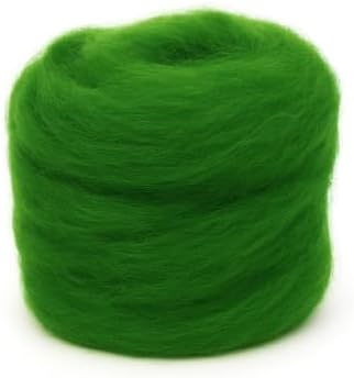 Catopia Wool Roving Yarn, 100G/3.53OZ Soft Felting Wool Pure Chunky Roving Yarn Bulk for Needle Felting Knitting Blanket Spinning Weaving DIY Craft,Grass grenn by Catopia