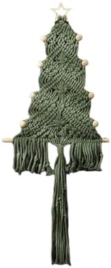 Christmas Tree Macrame Wall Hanging Decor 9.84 × 22.8inch Xmas Tree Shape Boho Tapestry with Rustic Bead and Star Tree Topper Hand-Woven Crafts for Holiday Winter Decoration (Army Green) by simplmasygenix
