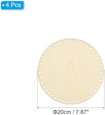 PATIKIL 8" Diameter Crochet Basket Bottom, 4Pcs Round Blank Crochet Knitting Wooden Base for DIY Craft Weaving Basket Making Supplies Home Decoration, Wood Color - Image 2