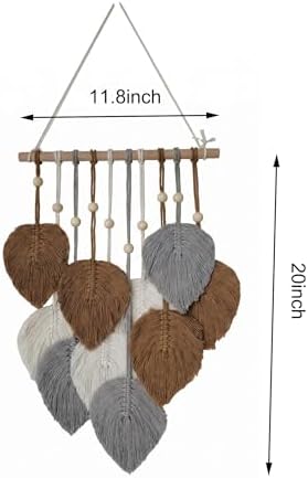 Jditngp DIY Macrame Leaf Wall Hanging Beginners Boho Wall Leaf Tapestry Kit Handmade Woven Tapestry Feather Wall Hanging DIY Macrame Kit for Adults Birthday Gift DIY Craft Kits 11.8inch (Gray,Yellow) - Image 4