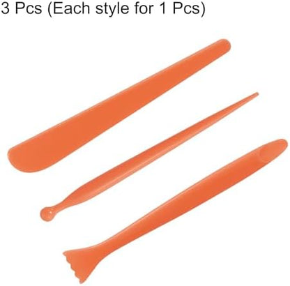 HARFINGTON 3pcs Plastic Clay Tools Double-Headed Crafts Modeling Kit Clay Sculpting Tools Pottery Carving for Shaping Cutting Decoration Embossing Red - Image 3