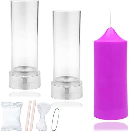 MILIVIXAY 2PCS Pillar Candle Mold -Height: 6.0inch,Diameter:2.0inch-30ft Long Wicks, 2pcs Wick Holders, a Mold Sealer and a Lead Wire Included as a Gift. by MILIVIXAY