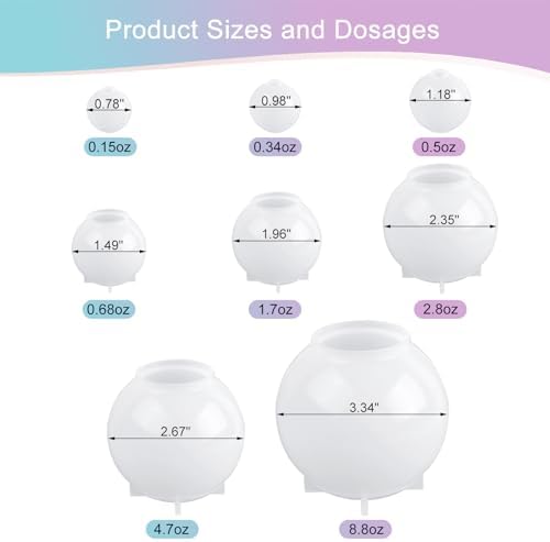 KISREL Sphere Resin Molds, 8 PCS Sphere Silicone Mold, Upgraded Epoxy Molds - Image 2