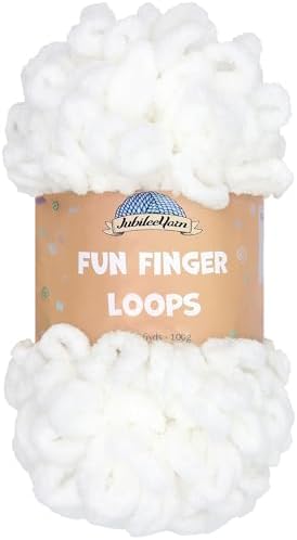 JubileeYarn Fun Finger Loops Yarn - White - 1 Skein by BambooMN