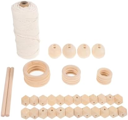 Happyyami DIY Macrame Kit for Adults Beginners Handcrafted Cotton Cord Tapestry Supplies Beads and Rings for Home Decoration by Happyyami