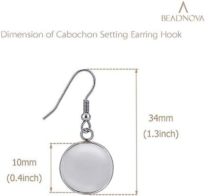 BEADNOVA Earring Kit 30pcs Blank Ear Wire Hook 10mm Stainless Steel Cabochon Setting Earring Bezel with Rubber Backs for Cabochon Resin DIY Earwire Making (10mm, 30pcs) - Image 2