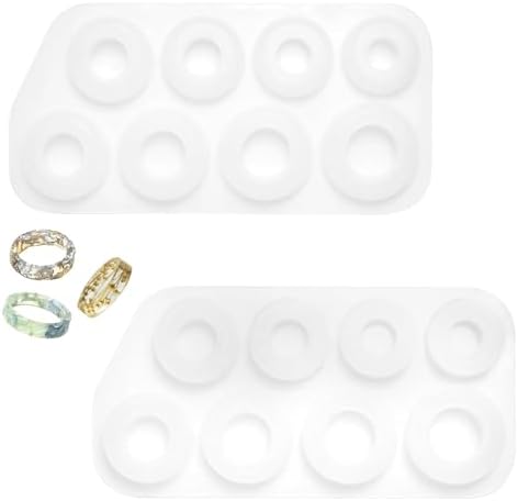 2Pcs Resin Ring Molds,Silicone Resin Rings Making Kit,Round Pendant Jewelry Casting Mold for DIY Earrings Necklace Pendants Keyrings Crafts Decorations Making (8 Different Sizes) by Unknown