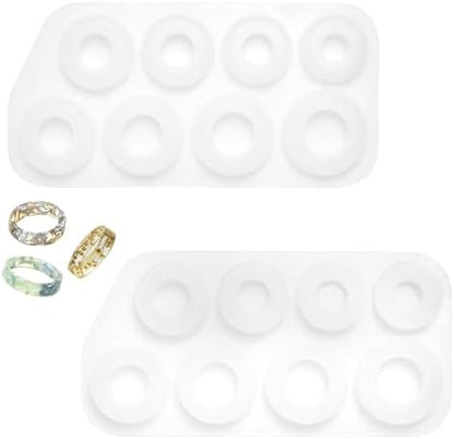 2Pcs Resin Ring Molds,Silicone Resin Rings Making Kit,Round Pendant Jewelry Casting Mold for DIY Earrings Necklace Pendants Keyrings Crafts Decorations Making (8 Different Sizes) by Unknown