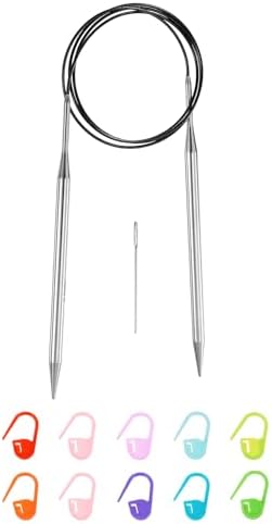 uxcell US 10.25(6.5mm) Knitting Circular Needle 40 Inch(100cm) Metal Round Stainless Steel Needle with Large Eye Sewing & Stitch Markers for Handmade Projects DIY Knit Blankets by uxcell