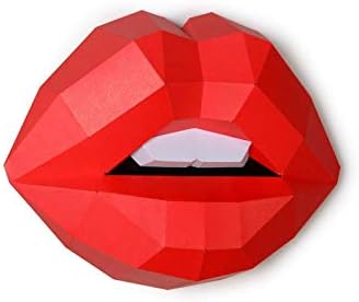 Woman Lips DIY Paper Craft Kit，Pre Cut 3D Papercraft for wall decoration, Creattive 3D Low Poly Puzzle wall deco,Multi Color Options,Accessories Included, with Quality Paperstock ，100% Recycled… by Handmade