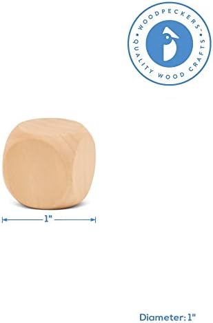 Blank Wooden Dice for Crafting and Games, 1 Inch Wood Blocks for Crafts, Pack of 12 Unfinished Small Wooden Blocks for Crafts, Small Wooden Cubes for Games & Party Decor, by Woodpeckers - Image 4