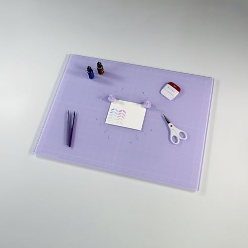 GLASSBOARD STUDIO Glass Craft Mat - Magnetic, Heat & Scratch Resistant - For Crafting, Cutting, Painting, Mixed Media Artwork - Grid Lines, Non-Slip Rubber Feet (Meadow Lilac 13.5"L x 18"W) - Image 3