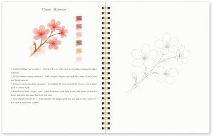 Watercolor Workbook for Beginners – Flowers, 16 Original Watercolor Projects, Watercolor Kit with 48 Colors Paint Set, 6 Brushes & Palette,Watercolor Workbook for Adults, Creative Art Gift - Image 7