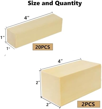 Ninekong 9PCS Basswood Carving Blocks with 2 Sizes，Whittling Wood Carving Kit,Soft Basswood for Carving(4"x1"x1",4"x2"x2") - Image 3