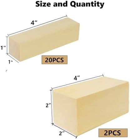 Ninekong 9PCS Basswood Carving Blocks with 2 Sizes，Whittling Wood Carving Kit,Soft Basswood for Carving(4"x1"x1",4"x2"x2") - Image 3