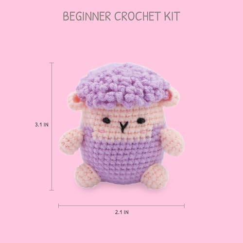 HOUSE CREATIVITY Crochet Kit for Beginners, Make a Fluffy Sheep, Amigurumi Crochet Kit with Video Tutorial, Complete Set with Yarn, Hook & Stuffing, Cozy Stress Relief Gift for Adults & Kids - Image 2