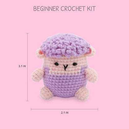 HOUSE CREATIVITY Crochet Kit for Beginners, Make a Fluffy Sheep, Amigurumi Crochet Kit with Video Tutorial, Complete Set with Yarn, Hook & Stuffing, Cozy Stress Relief Gift for Adults & Kids - Image 2