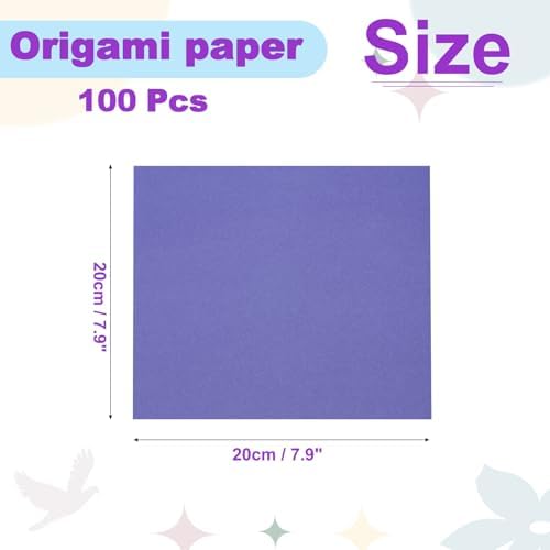 DMiotech 100 Sheets 7.9x7.9 Inch Origami Paper Large, 7 Colors Purple Square Origami Paper Easy Fold Double Sided Colored Paper for DIY Arts and Crafts - Image 4