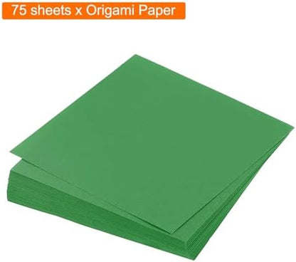 MECCANIXITY 75 Sheet Origami Paper Double Sided 4x4" Emerald Green - Image 3