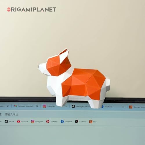 Corgi 3D Origami Paper Craft Kit, Easy DIY Pre-Cut Dog Paper Sculpture Model for Adults, Cute Animal Handmade Home Decor Papercraft Gift Set for Beginners - Image 4