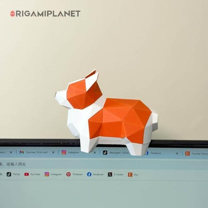 Corgi 3D Origami Paper Craft Kit, Easy DIY Pre-Cut Dog Paper Sculpture Model for Adults, Cute Animal Handmade Home Decor Papercraft Gift Set for Beginners - Image 4