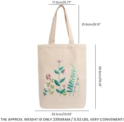 CREAWONDER Canvas Tote Bag Embroidery Kit with Pattern for Beginners, Arts and DIY Embroidery Crafts Kits for Adults, Include Instructions, Embroidery Hoops, Color Threads and Tool - Image 6