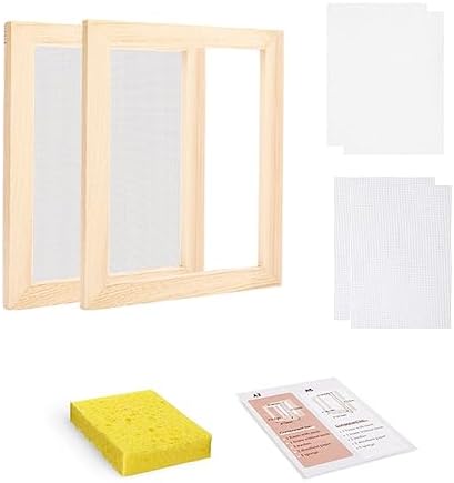Worown A7 Wooden Paper Making Screen Kit, Mould and Deckle for Paper Making, PaperMaking Frames for DIY (3" x 4") by Worown